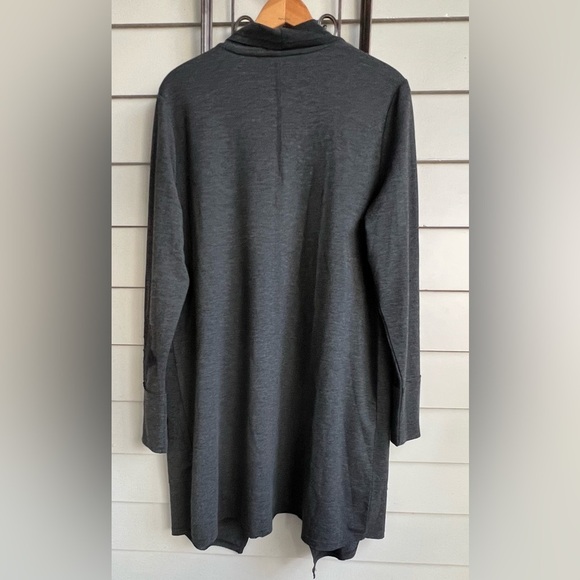 Soft Surroundings Boho L Charcoal Gray Embroidered Oversized Open Cardigan - Picture 2 of 7